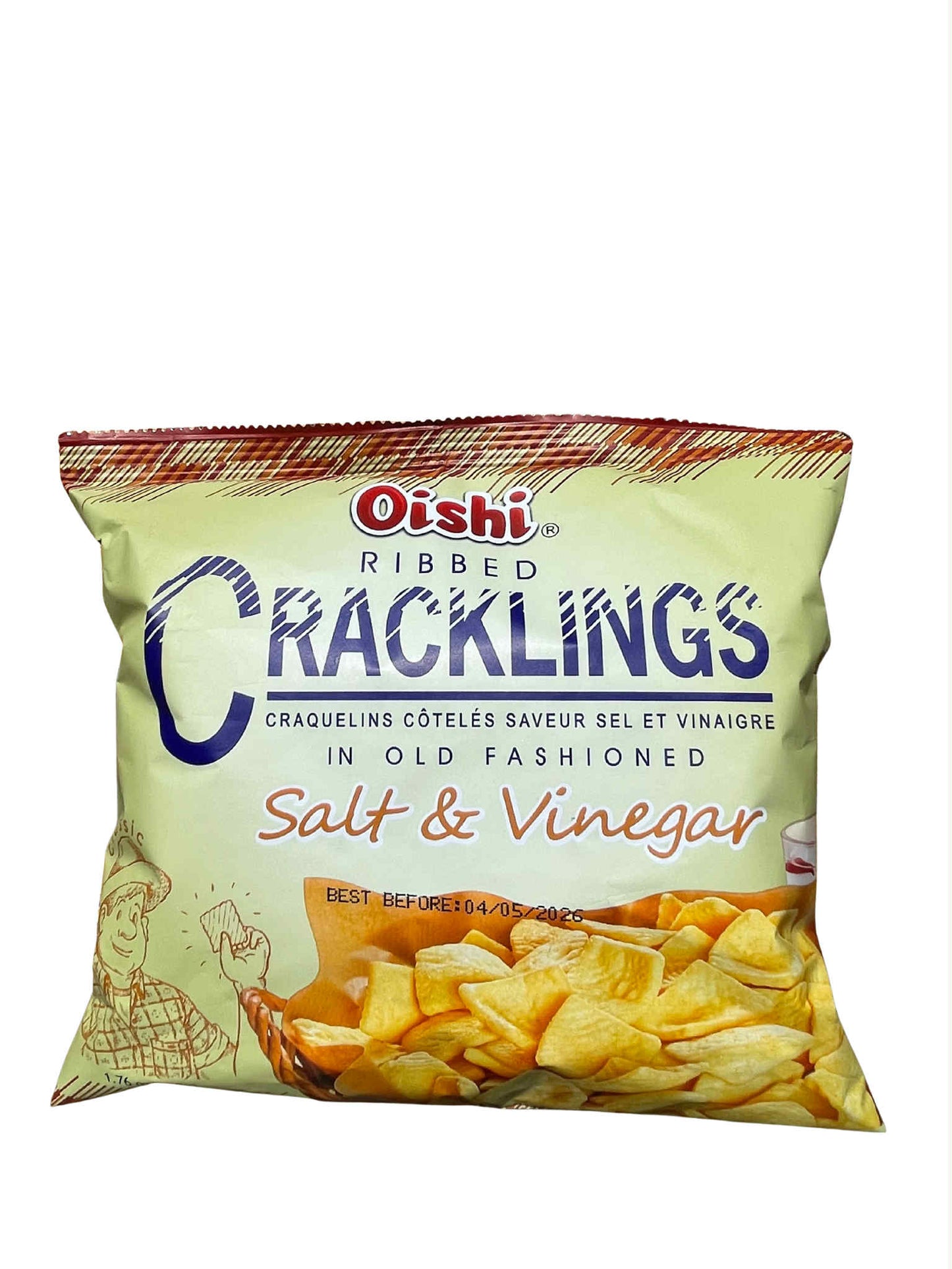 Oishi Ribbed Cracklings Salt & Vinegar 50g